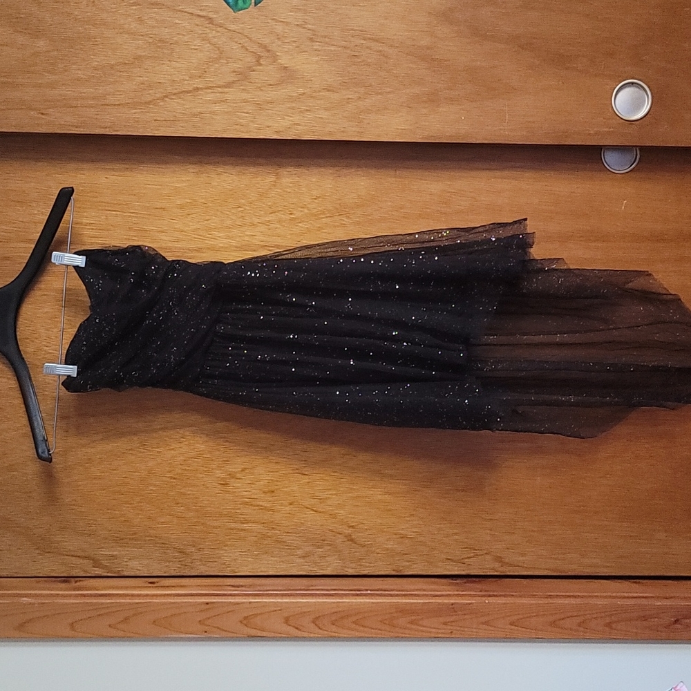 Strapless black maxi sparkly dress